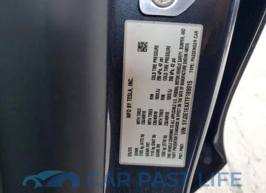 5YJ3E1EAXTF189915# 12