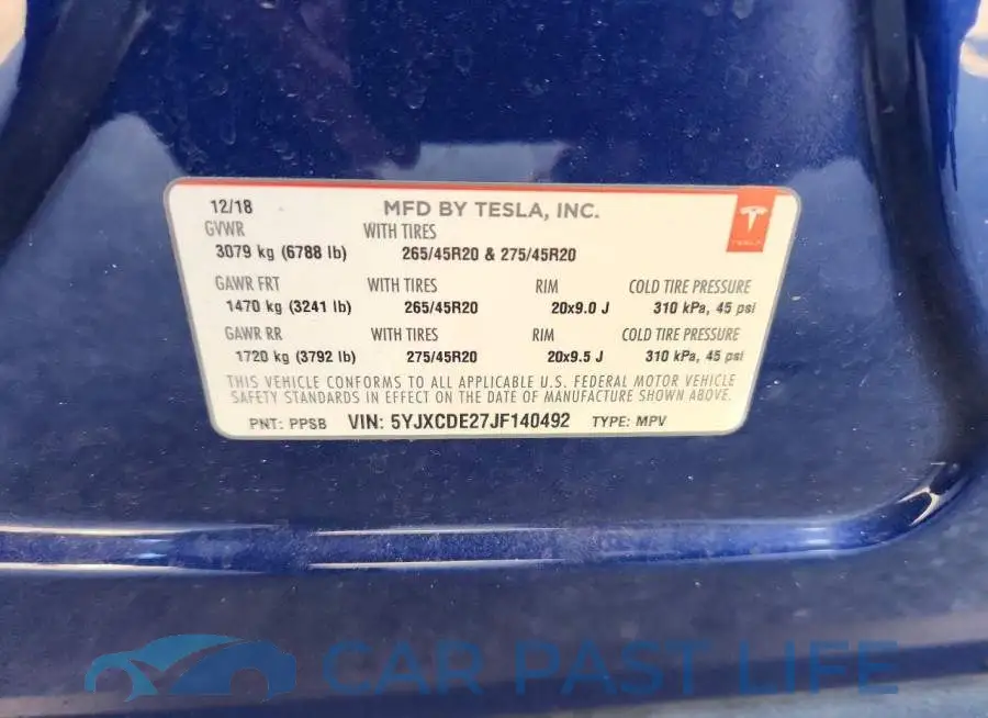 5YJXCDE27JF140492# 12