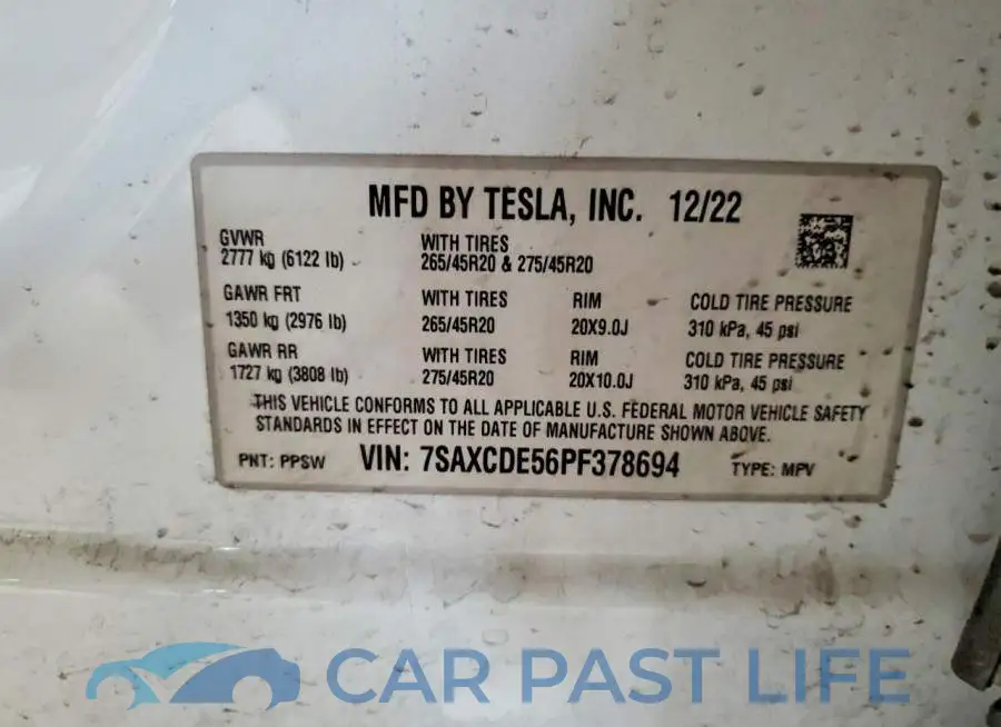7SAXCDE56PF378694# 13