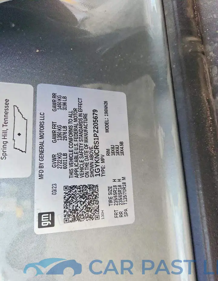 1GYKNCRS1PZ205679# 13