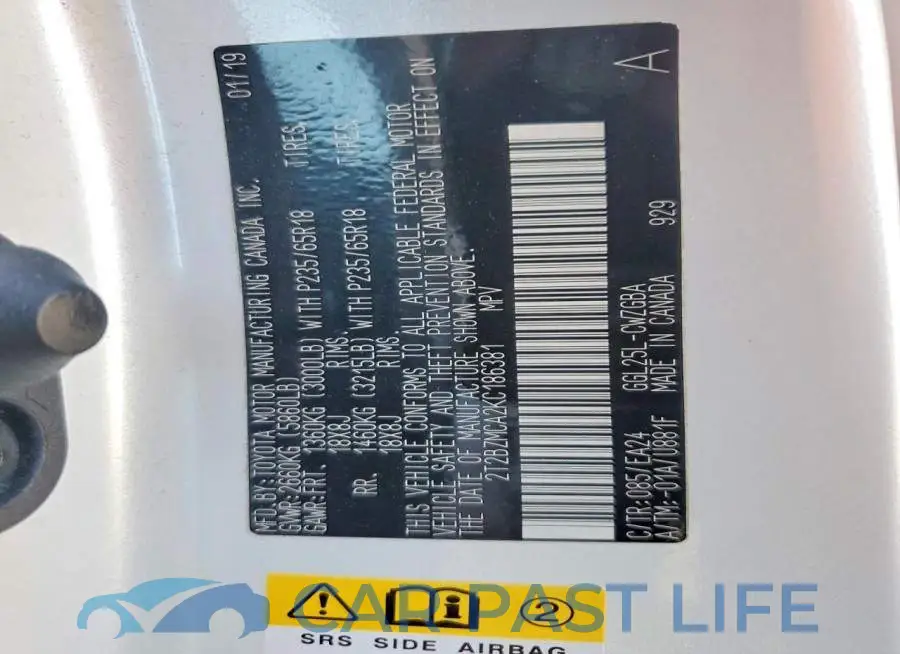 2T2BZMCA2KC186381# 12