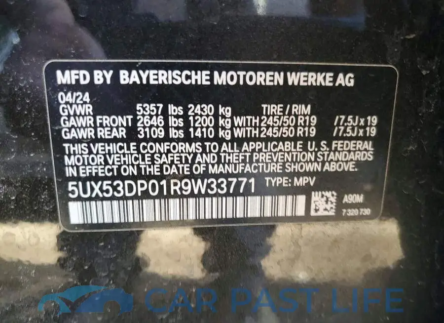 5UX53DP01R9W33771# 12