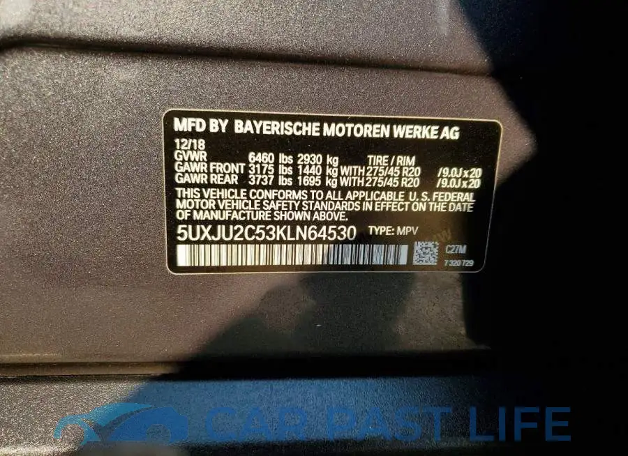 5UXJU2C53KLN64530# 12