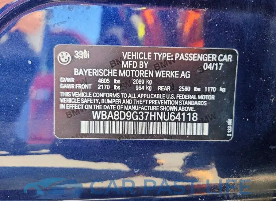 WBA8D9G37HNU64118# 13