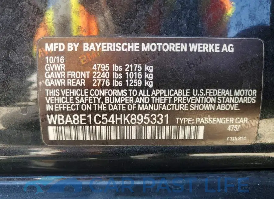 WBA8E1C54HK895331# 12