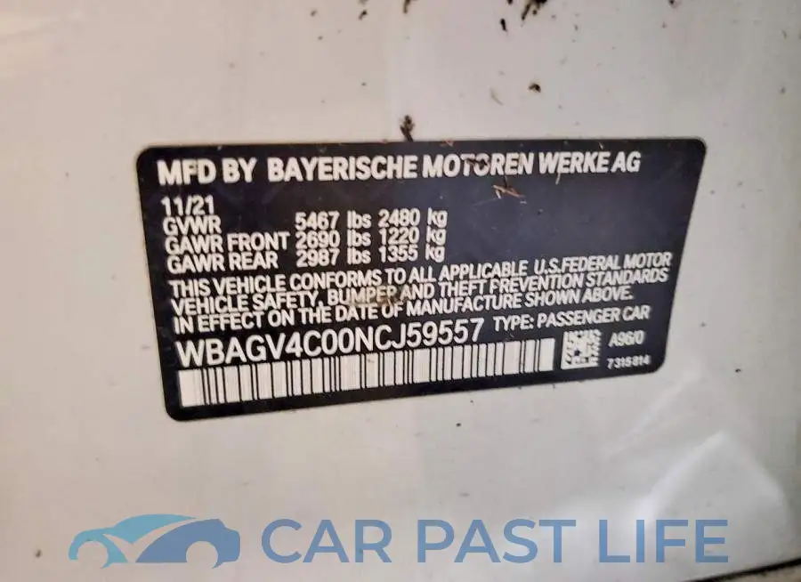 WBAGV4C00NCJ59557# 12