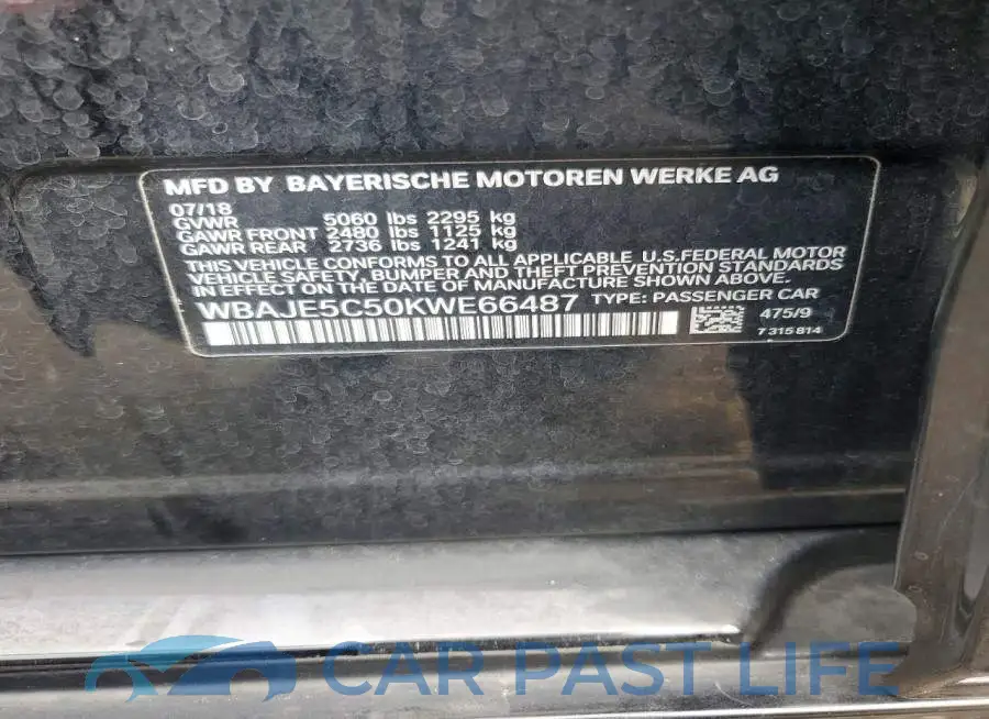 WBAJE5C50KWE66487# 12
