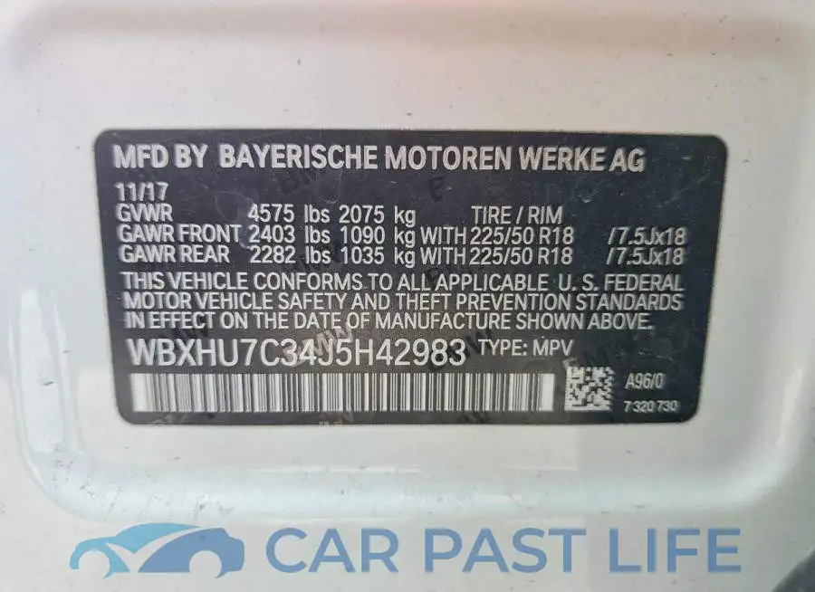 WBXHU7C34J5H42983# 13