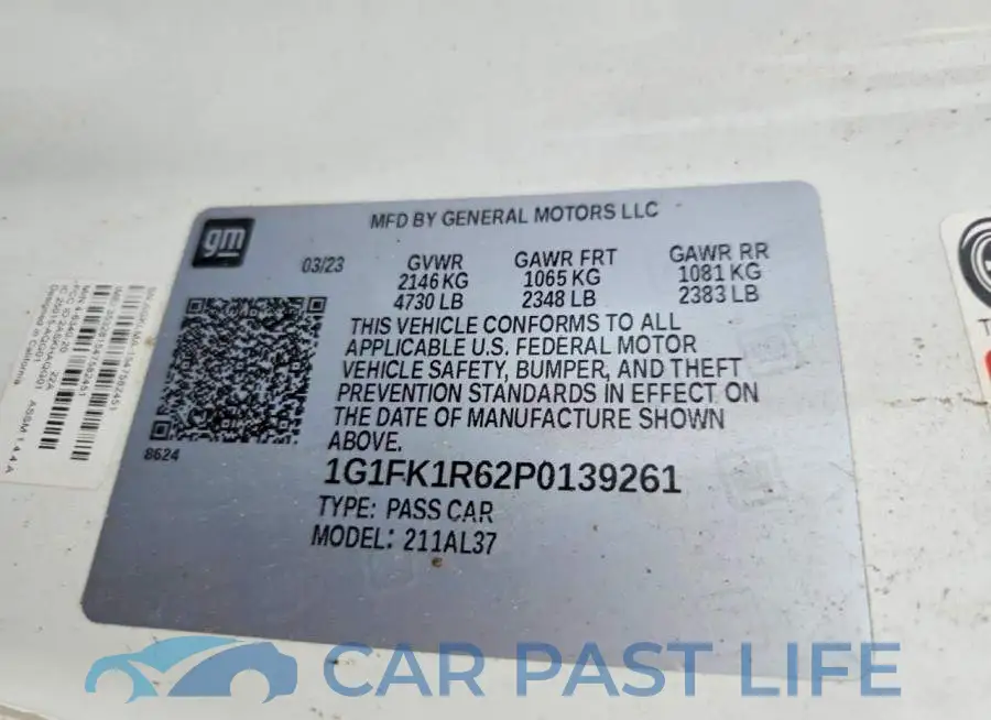1G1FK1R62P0139261# 12