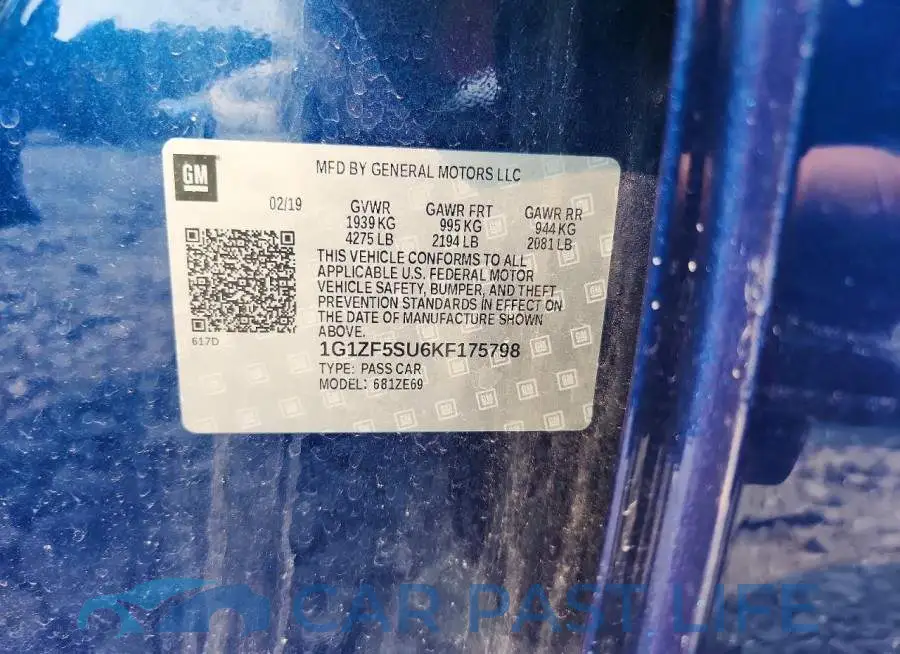 1G1ZF5SU6KF175798# 12