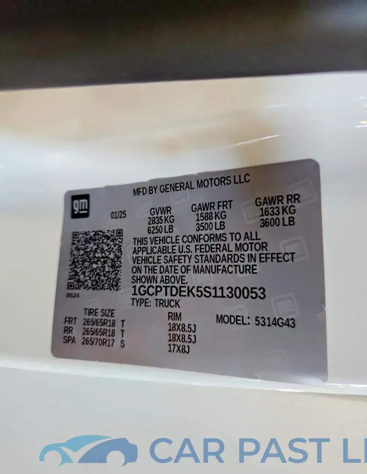1GCPTDEK5S1130053# 12