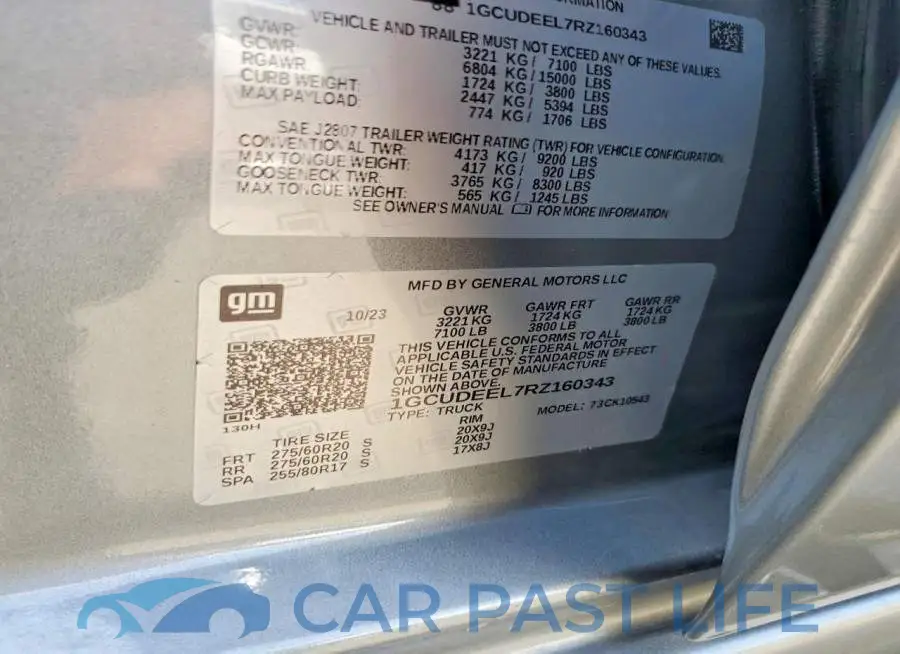 1GCUDEEL7RZ160343# 12