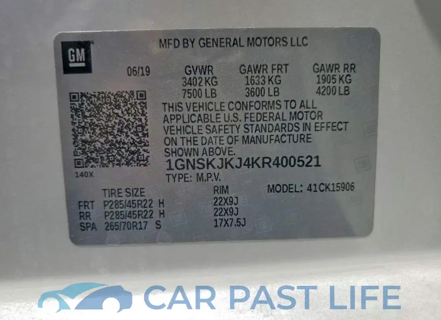 1GNSKJKJ4KR400521# 13