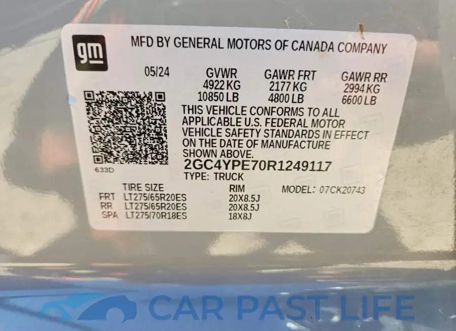 2GC4YPE70R1249117# 12