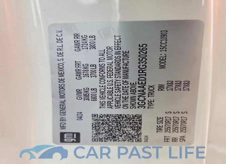 3GCNAAED1RG350265# 12