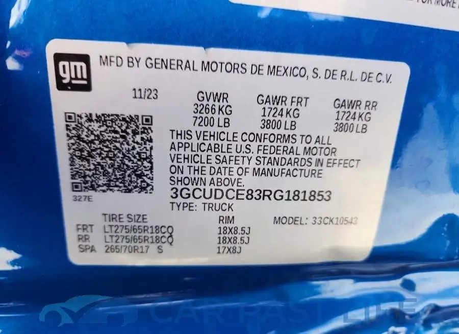 3GCUDCE83RG181853# 12