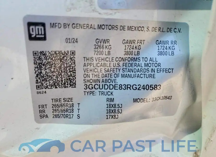 3GCUDDE83RG240583# 12