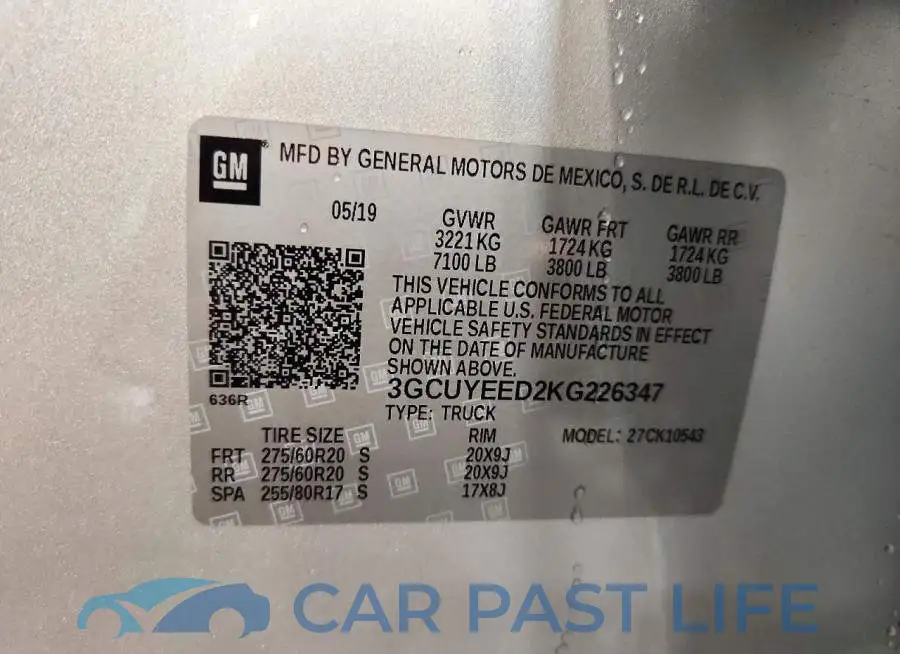 3GCUYEED2KG226347# 12