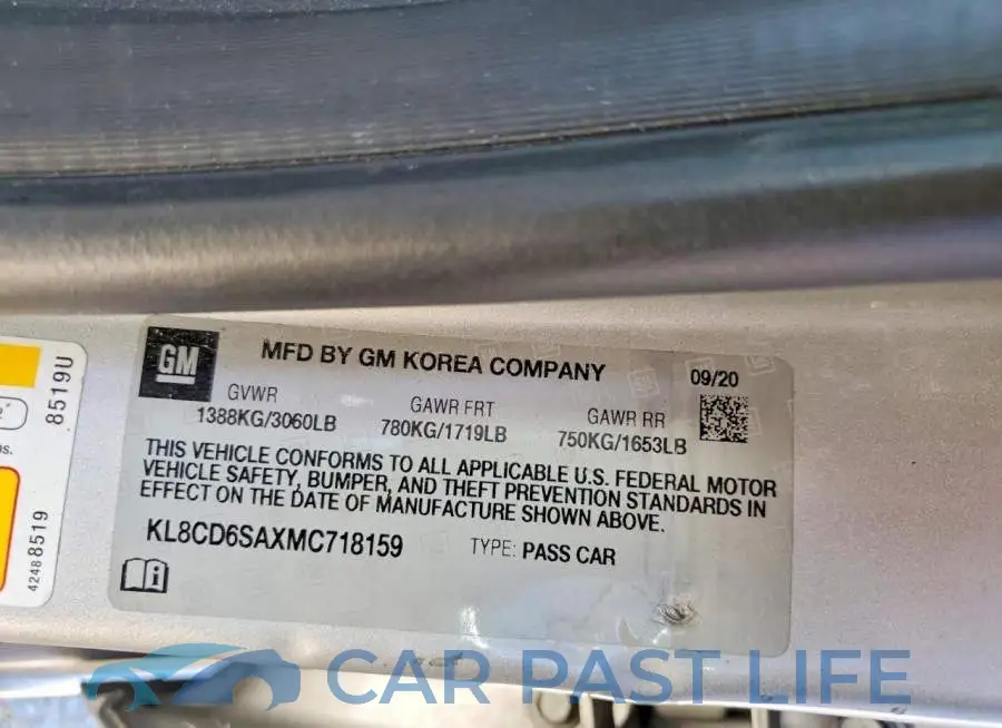 KL8CD6SAXMC718159# 12