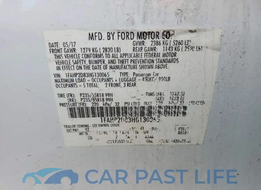 1FAHP2D83HG130065# 12