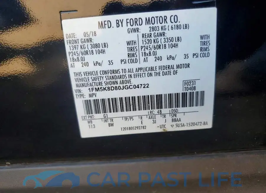 1FM5K8D80JGC04722# 14