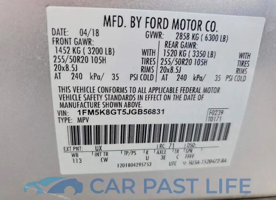 1FM5K8GT5JGB56831# 13