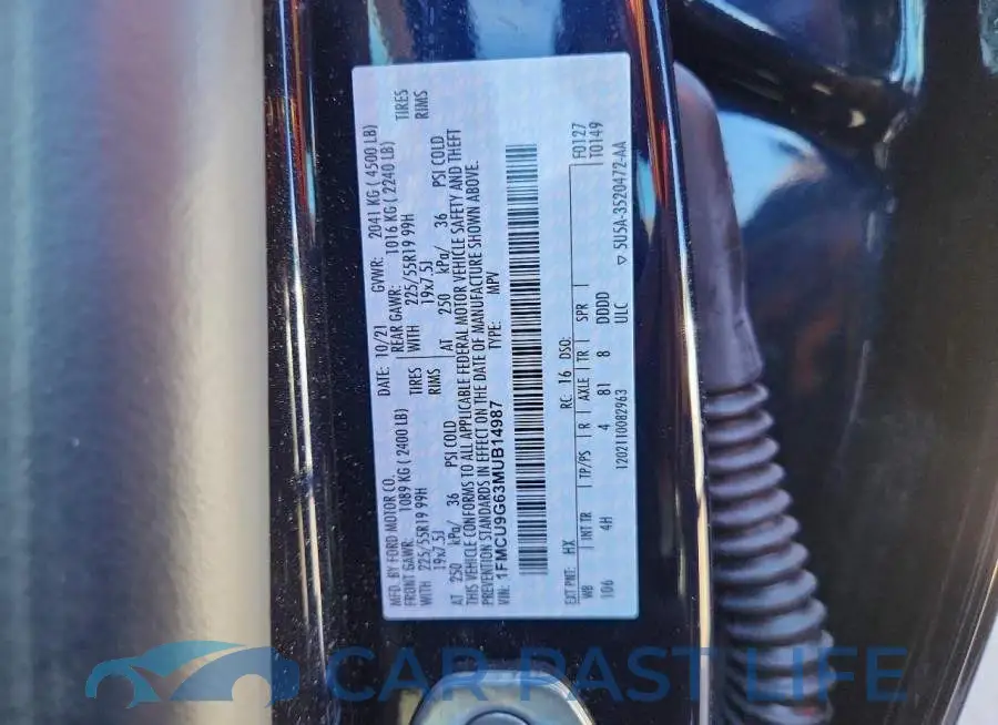 1FMCU9G63MUB14987# 12