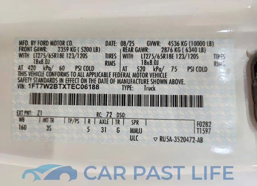 1FT7W2BTXTEC06188# 13
