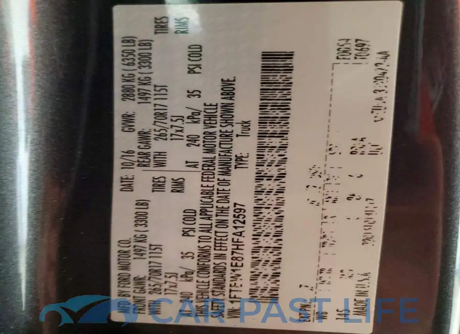 1FTEW1E87HFA12597# 12