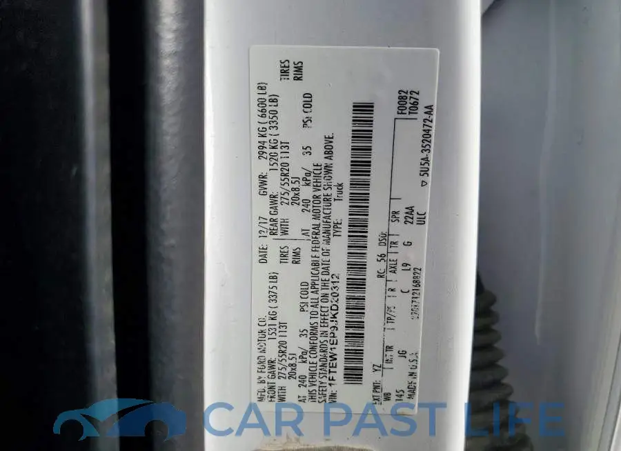 1FTEW1EP9JKD20312# 12