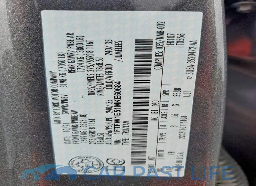 1FTFW1E51MKE60684# 13