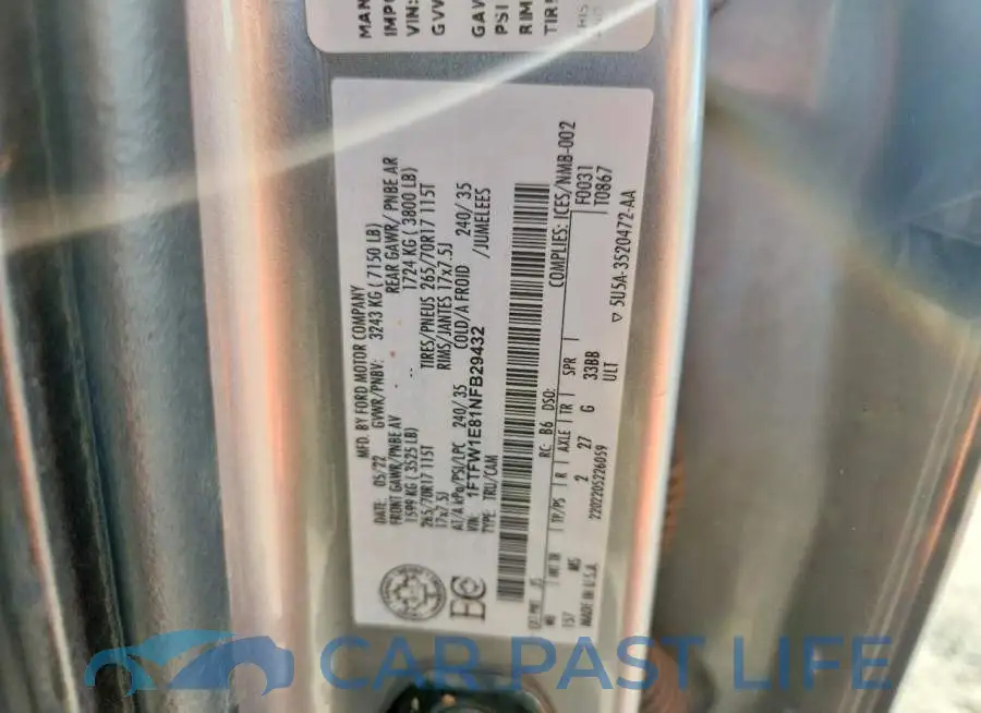 1FTFW1E81NFB29432# 12