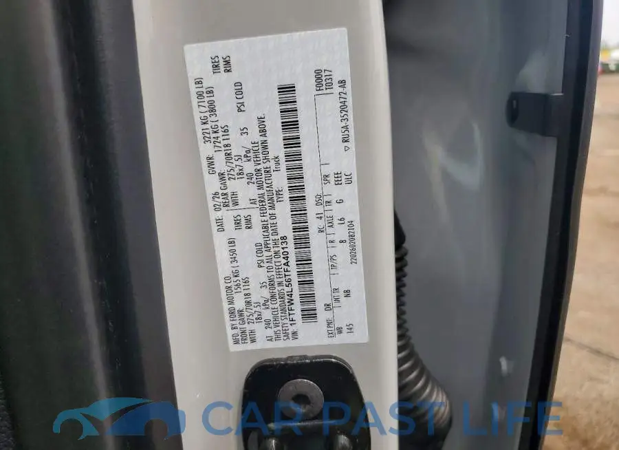 1FTFW4L56TFA40138# 12