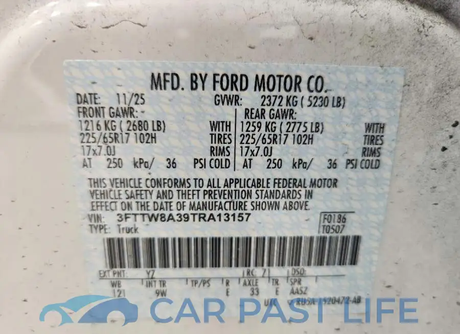3FTTW8A39TRA13157# 12