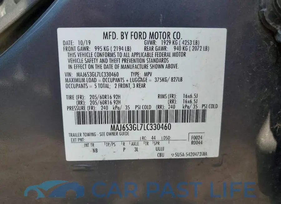 MAJ6S3GL7LC330460# 13