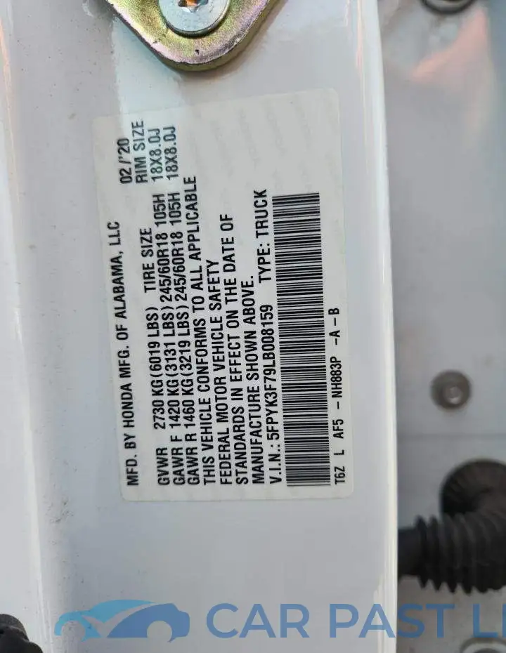 5FPYK3F79LB008159# 12