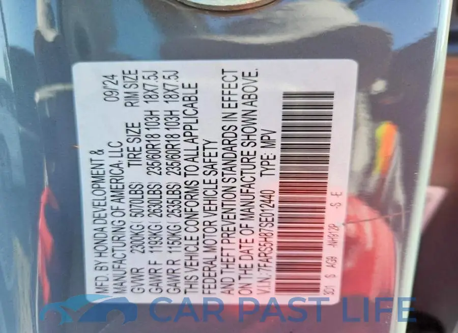 7FARS5H87SE012440# 13