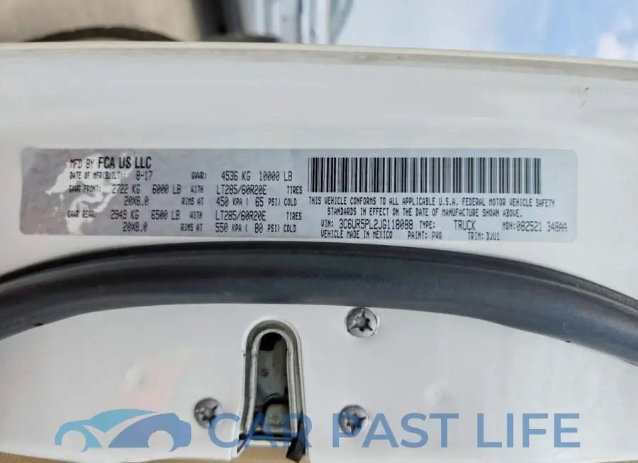 3C6UR5PL2JG118088# 12