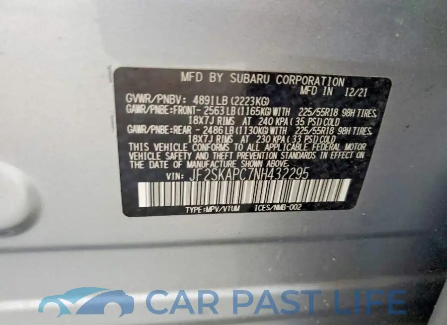 JF2SKAPC7NH432295# 13