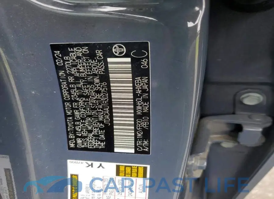 JTDACAAU1R3027576# 12