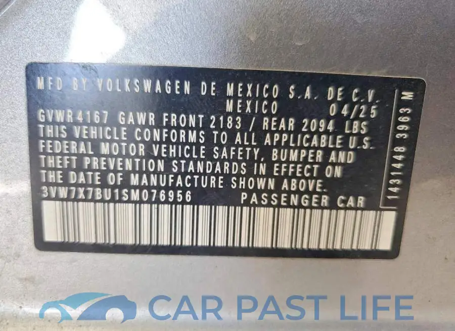 3VW7X7BU1SM076956# 13