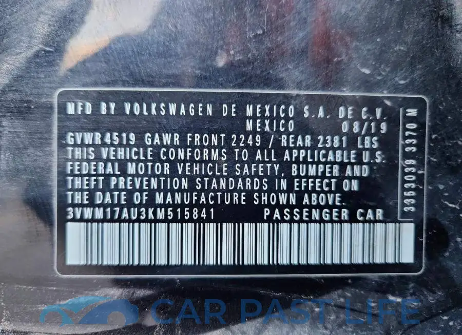 3VWM17AU3KM515841# 12