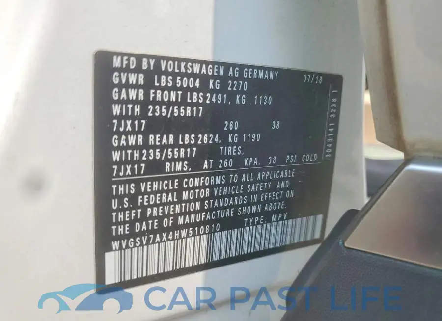 WVGSV7AX4HW510810# 13