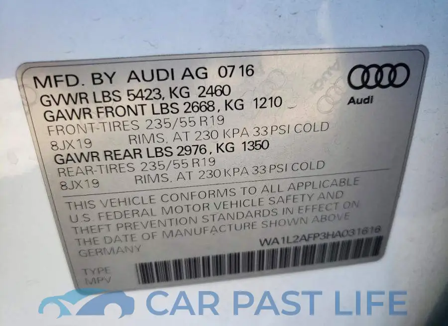 WA1L2AFP3HA031616# 12
