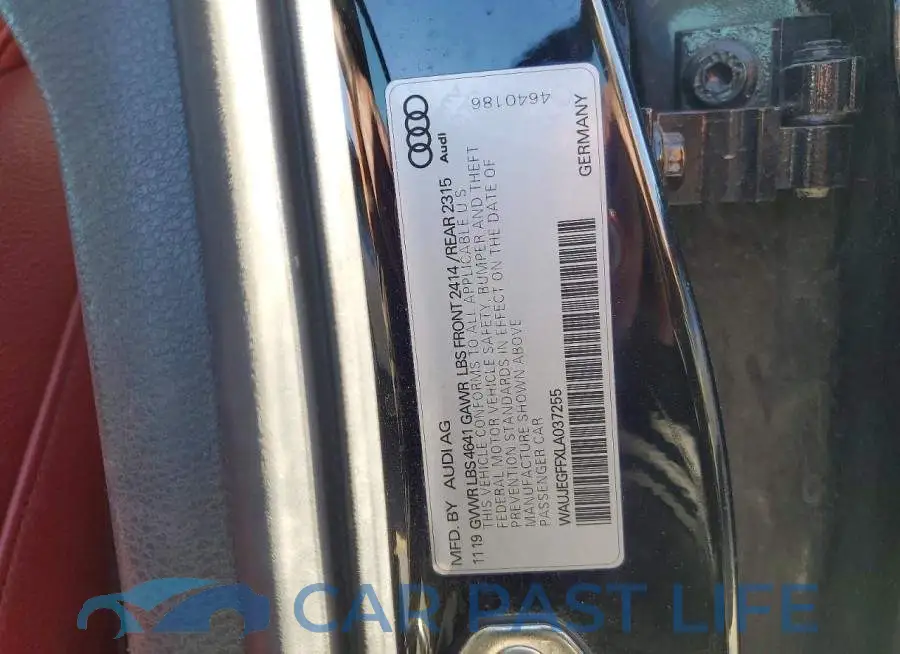 WAUJEGFFXLA037255# 12