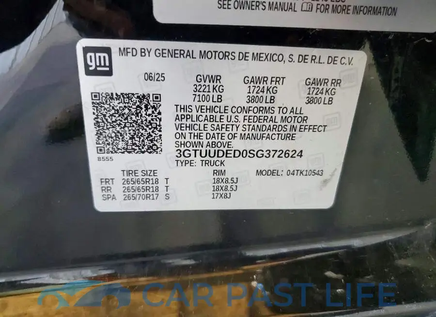 3GTUUDED0SG372624# 12