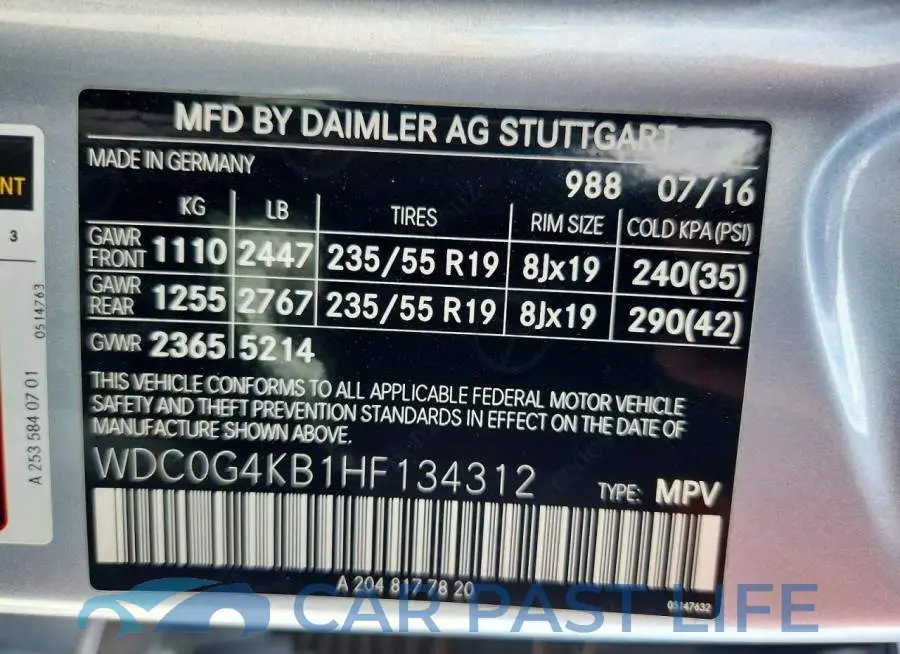 WDC0G4KB1HF134312# 13