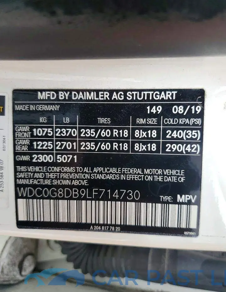 WDC0G8DB9LF714730# 13