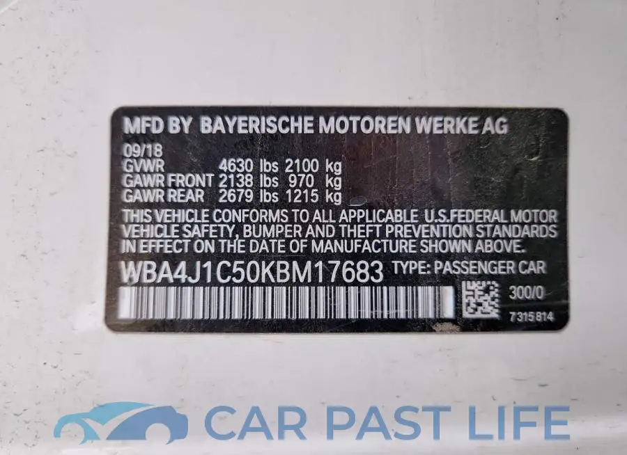 WBA4J1C50KBM17683# 12
