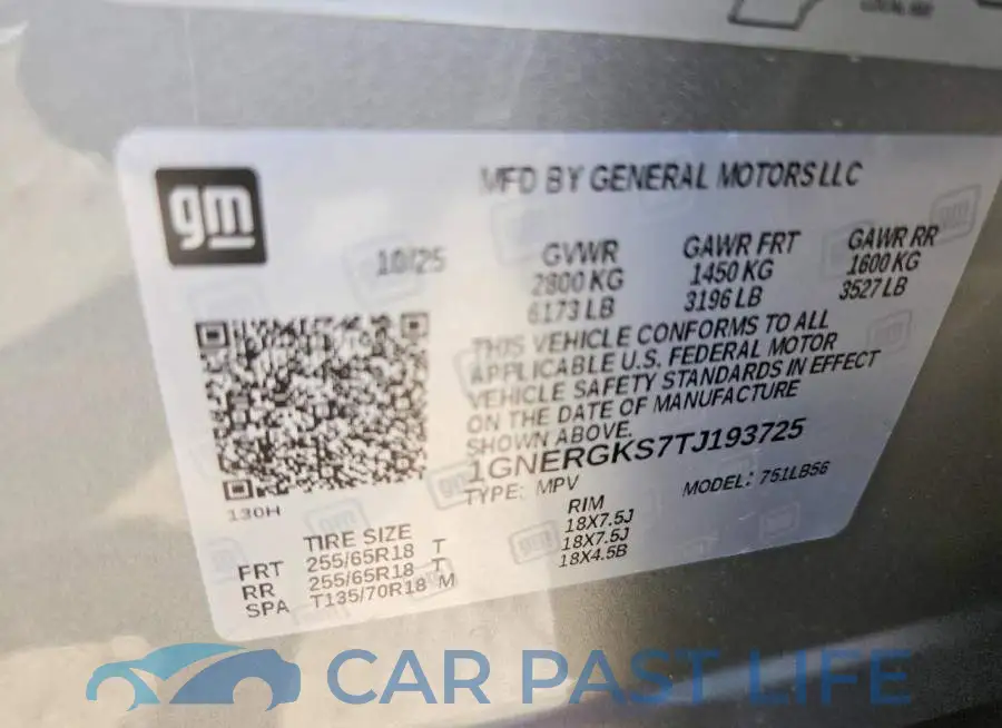 1GNERGKS7TJ193725# 13